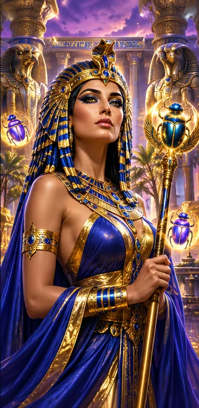 Egyptian queen and temple artwork from a classic pokies guide